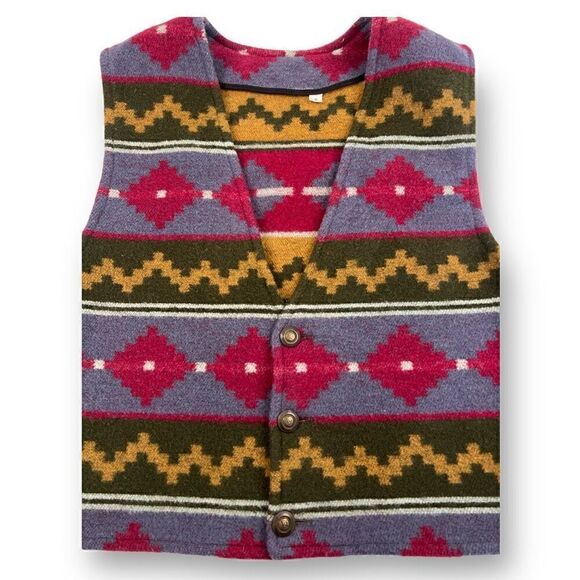 Aztec Vintage 100% Wool Vest Size Small - Picture 3 of 5